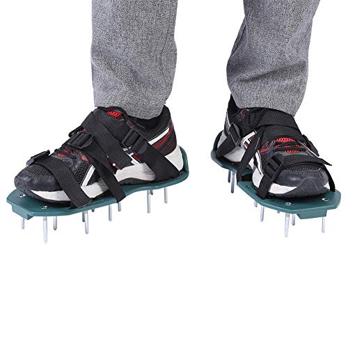 Lawn Aerator Sandals, Soil Loosening Aerator Spiked Shoes, Gardening Tool with 26 Iron Spikes, Adjustable Straps for Grass Lawn Garden Patio, Durable PP Plastic Material (3 Straps)
