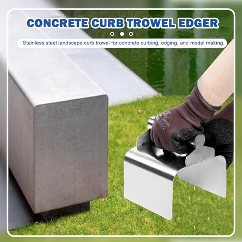 Concrete Curb Trowel, Concrete Curbing Tools, Landscape Curb Trowel with Putty Knife(Rectangular)
