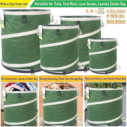 46-Gallon Collapsible Trash Can (22x28 in) Hard-Shell Bottom Yard Garden Bag,Big Leaf Bag,Yard Waste Bags,Debris Container,Pop-Up Recycling Bin,RV Camping Waste Bin,Laundry Hamper,Lawn Grass,Weeds Bag