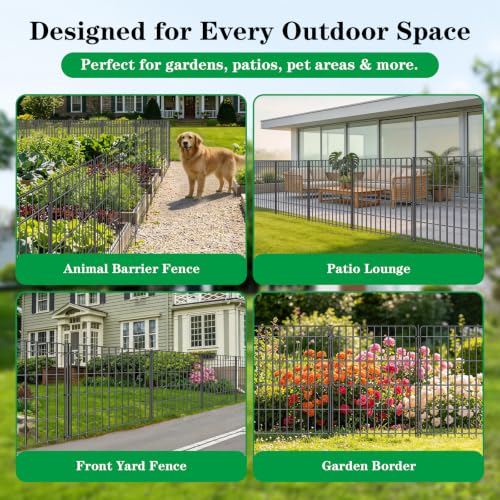 20 Panels No Dig Decorative Garden Fence, 33in(H) x 44.6ft(L) Animal Barrier Fence, Rustproof Metal Temporary Dog Fence, Dog Digging Defense Fencing Barrier for Outdoor, Yard, Patio - size: 20 Panels 33in(H) x 44.6ft(L)
