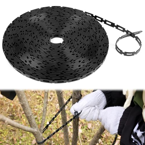 58 FT Plastic Chain Lock Tree Tie, 1/2" Wide Adjustable Tree Support Straps for Staking Flexible Reusable Cable Plant Tree Ties for Leaning Tree Garden Accessories - size: 58 FT