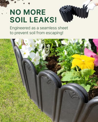 DAIM FlexWall Edge Landscape Edging, Garden Edging, Black, 6" x 32.8 ft - size: 6" x 32.8 ft