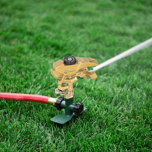 Hourleey 1/2 Inch Zinc Impact Sprinkler, Heavy Duty Lawn Sprinkler Head with Nozzles, Adjustable 0-360 Degree Impulse Watering Sprinklers for Large Coverage Garden Grass Yard Irrigation - size: 1 Pack
