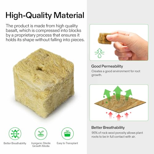VIVOSUN 1.6" Rockwool Cubes, 4 Sheet of 112 Plugs Stonewool Starter - size: 1.6"-112 Plugs