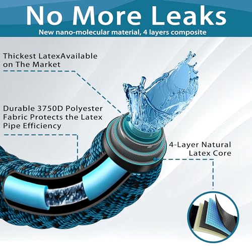 75 ft Garden Hose - Expandable Garden Hose with 10 Function Spray Nozzle - Kink-Free, Lightweight, Durable, Flexible, 2026 New Retractable Water Hoses for Yard, Lawn, Gardening(Blue Black)