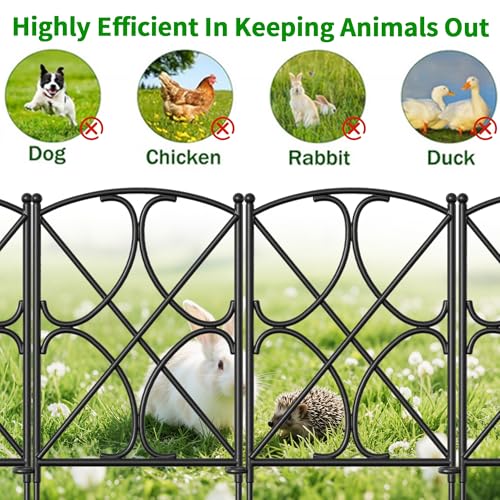 AMAGABELI GARDEN & HOME 10 Panels 24in(H)×10ft(L) Decorative Garden Fences and Borders for Dogs Rustproof Metal No Dig Fence Panels Garden Edging Border for Animal Barrier Flower Beds Yard Patio - color: Black Diamond, size: 24in(H) x 10ft(L)