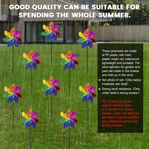 10 PCS Reflective Pinwheels for Yard and Garden Bird Devices Pre-Installed Sparkly Wind Spinner Deterrent to Scare Birds Away from Yard Patio Farm (Multicolor-2) - color: Multicolor-2
