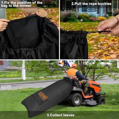 Augisteen Lawn Tractor Leaf Bag Upgraded Lawn Mower Leaf Bag Garden Leaf Grass Catcher Bags 420D Oxford Cloth Leaf Collector Bag for Lawn Mower Tractor Garden Leaf Collection, 78.7 x 51.2 Inch