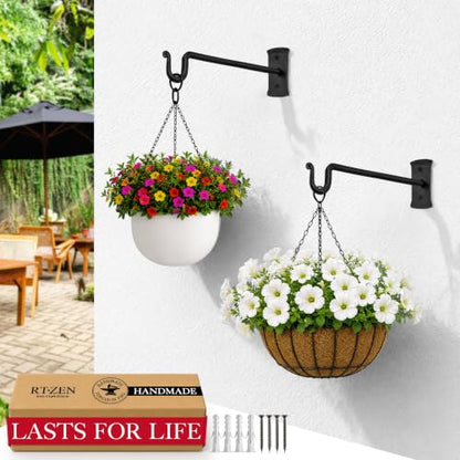 RTZEN Plant Hangers Outdoor or Indoor Heavy Duty Wall Bracket Hooks - size: 10 Inch, style: Shepherds Hooks
