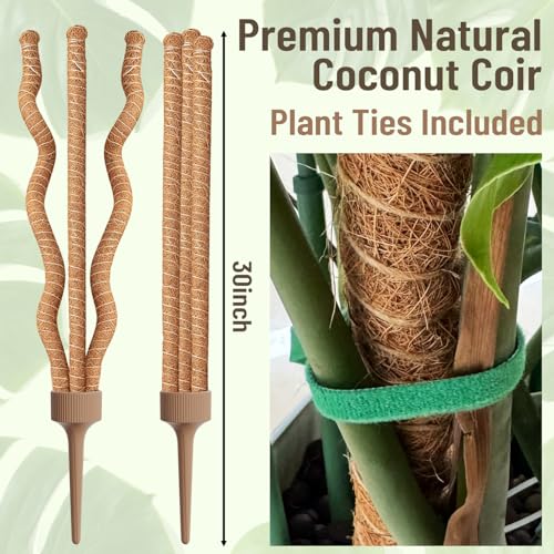 3-in-1 Moss Pole, Bendable 30IN Monstera Plant Support for Indoor-1 Pack