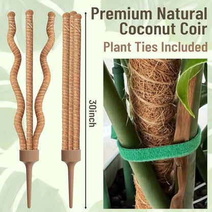 3-in-1 Moss Pole, Bendable 30IN Monstera Plant Support for Indoor-1 Pack