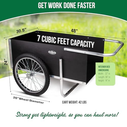 Ultimate Gardener Cart with 7 CF Capacity, Large 20-Inch Wheels for Effortless Maneuverability, and Aluminum Frame that is Strong, Lightweight, and Rustproof