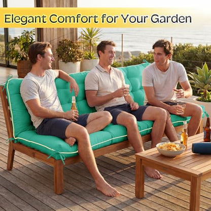 Oxford Fabric Swing Cushions with Backrest & Tie Straps for Patio Bench - color: Black