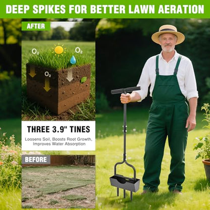 Yesker Lawn Aerator Coring Tool with Soil Core Tray - size: 39 Inches