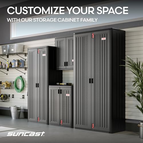 Suncast 30" Heavy-Duty Resin Outdoor Storage Cabinet, Lockable, Dark Gray