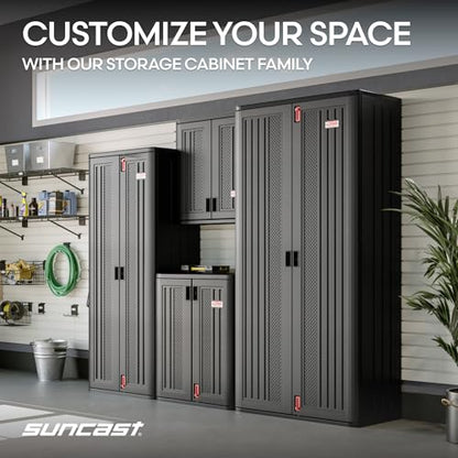 Suncast 30" Heavy-Duty Resin Outdoor Storage Cabinet, Lockable, Dark Gray