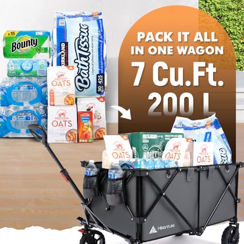 Hikenture Collapsible Wagon 330LBS Capacity, 200L Extra Large Wagons Carts - color: Gray, size: 7 cu ft / 200 L