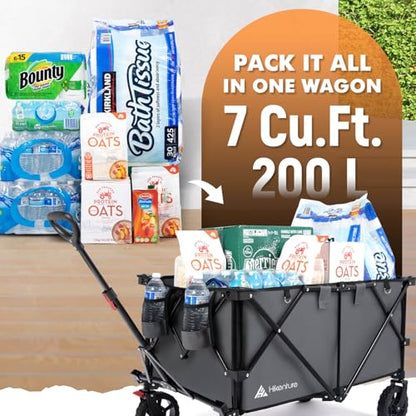 Hikenture Collapsible Wagon 330LBS Capacity, 200L Extra Large Wagons Carts - color: Gray, size: 7 cu ft / 200 L