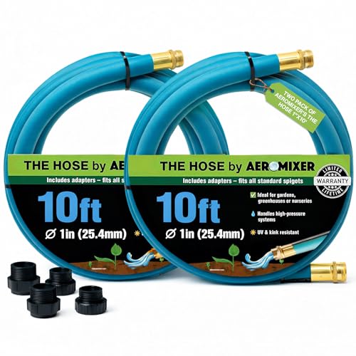 Aeromixer THE HOSE 1 Inch Garden Hose 10 Ft - 2 Pack with Adapter Set - size: 1'" x 10', style: 2 Pack
