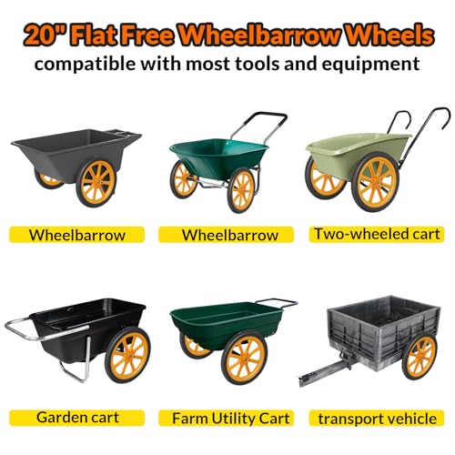 RONPOW 20" Flat Free Wheels Compatible with rubbermaid Wheelbarrows Tires - color: Orange