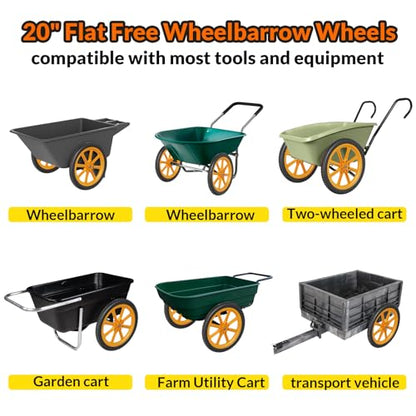 RONPOW 20" Flat Free Wheels Compatible with rubbermaid Wheelbarrows Tires - color: Orange