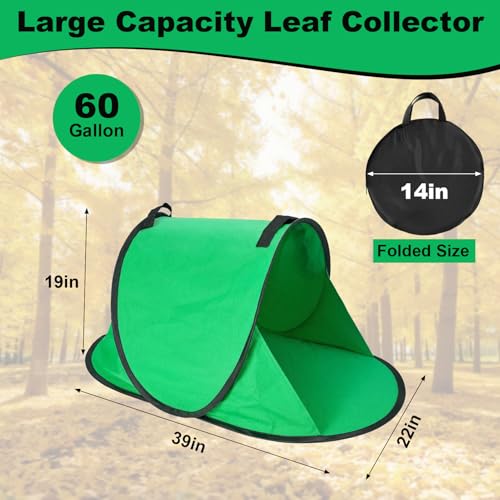 2026 New 60 Gallon Pop-Up Foldable Leaf Collector,Portable LeafBag,600D Oxford Cloth Leaves Pick Up Tool,Thicken Collapsible Leaves Picker Bag,Dustpan-Type Lawn Collector,Reusable Yard Garden Bag