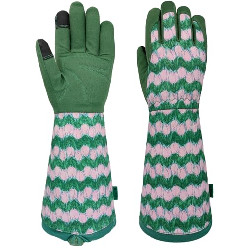 Thornproof Rose&Cactus Gardening Gloves,Gauntlet Garden Glove,Gifts - color: Green, size: Large