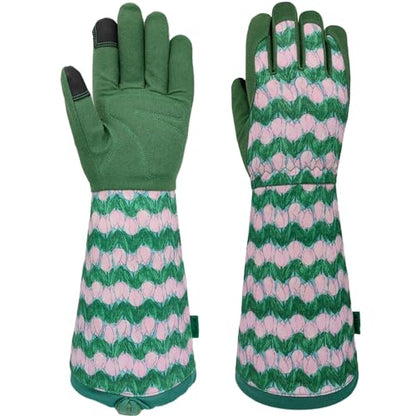 Thornproof Rose&Cactus Gardening Gloves,Gauntlet Garden Glove,Gifts - color: Green, size: Large