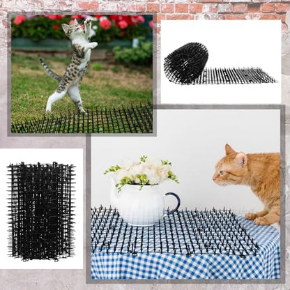 Abbylike 3 Pack 6.5 ft Cat Repellent Mat with Soft Spikes, Black - color: Black