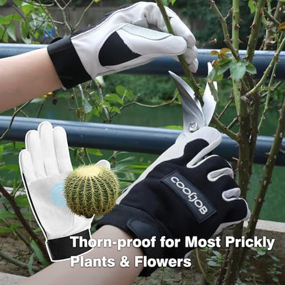 COOLJOB Thorn Proof Garden Work Gloves Men, Abrasion-resistant Palm, M-XL - size: Large