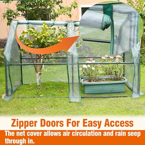 Gardzen Mini Greenhouse with Zipper Mesh Cover 71.7"(L) x36.2(W) x42.5(H) - size: 71”(L) x36”(W) x42”(H)