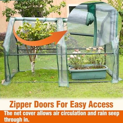 Gardzen Mini Greenhouse with Zipper Mesh Cover 71.7"(L) x36.2(W) x42.5(H) - size: 71”(L) x36”(W) x42”(H)