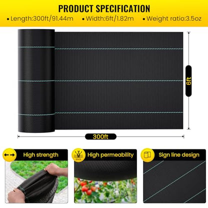 forimo Driveway Fabric, 6x300 ft Commercial Weed Barrier, Heavy Duty 3.5oz French Drain Fabric for Erosion Control, Landscape Projects - size: 6x300 ft
