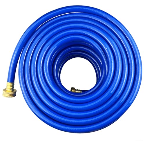 Darnassus PVC Garden Hose 1/2 Inch Green Heavy Duty Water Hose with Solid Brass Fittings,No Leaking, Flexible,for outdoors,Lawns,Patio (100 FT, Blue, Brass Fittings) - style: Blue-Brass Fittings