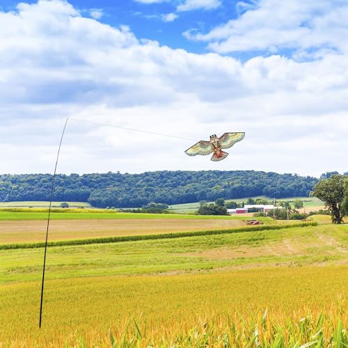 Bird Scare Flying Kite with 4m Pole Has The Effect of Scaring Birds-Owl - color: yellow