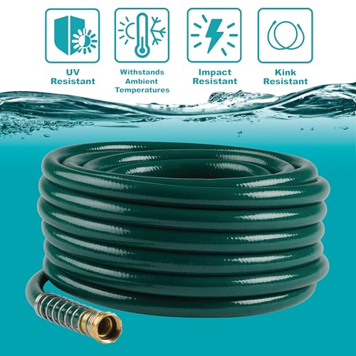 Gilmour 5/8" x 100' Heavy Duty Flexogen Water Hose, Flexible Garden Hose for Vegetable Gardens, Flower Beds, and Lawn Sprinklers, Green - size: 5/8" x 100'