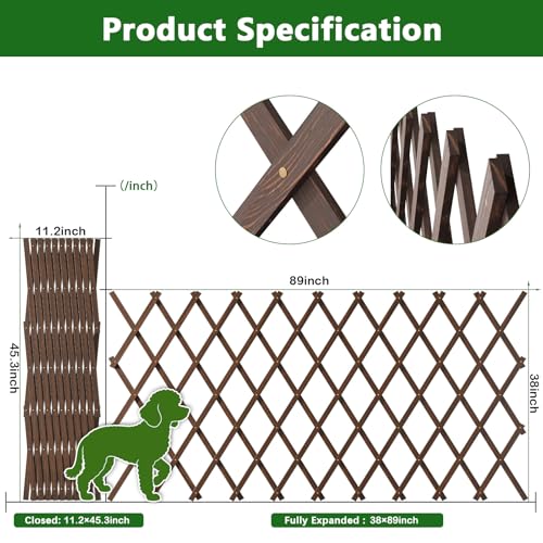 Expandable Garden Lattice, 38"x89" Wooden Trellis for Climbing Plants 2PCS - color: Brown-2PC, size: 38" x 89"