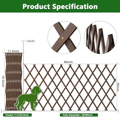 Expandable Garden Lattice, 38"x89" Wooden Trellis for Climbing Plants 2PCS - color: Brown-2PC, size: 38" x 89"