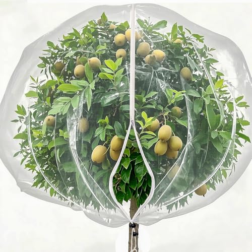 KEOHOLI 12x12 FT Large Fruit Tree Netting Bags with Zipper and Drawstring, Insect Bird Barrier Netting Plant Covers for Fruit Vegetable Trees, Bushes,Flower in Garden (12 * 12ft, 1Pack) - size: 12*12ft (1Pack, White)