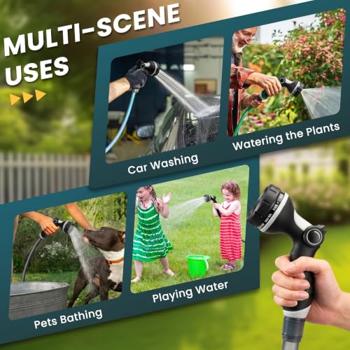 Garden Hose Nozzle,Water Hose Sprayer Thumb Control with 10 Spray Patterns - color: Black