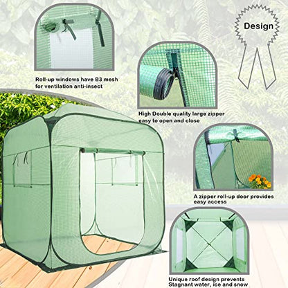 Porayhut Pop Up Greenhouse Tent,Portable X-Large Walk-in Flower House ,Indoor Outdoor Gardening Plant Sunshine Room with PE Mesh Cloth Cover for Protecting Plant from Cold Frost & Birds - style: 85'' Tall Large greenhouse tent