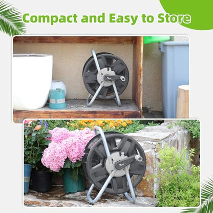 Water Hose Reel,Holds 60-80 Ft of 5/8" Hose - color: Grey