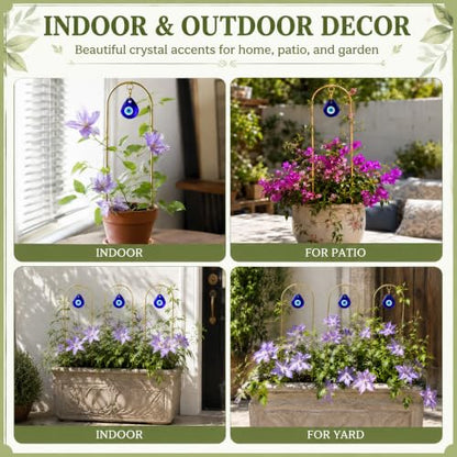 3Pcs Metal Plant Trellis Evil Eye Decor, 16" Climbing Plant Indoor Support