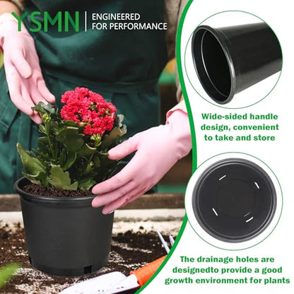 10pcs Short 3 Gallon Pots for Plants, Sturdy Plastic Planter Pots with Drainage Holes, Large Plastic Planters, Garden Planter Pots for Seedlings, Succulents - size: 10 Pcs 3 Gallon Short