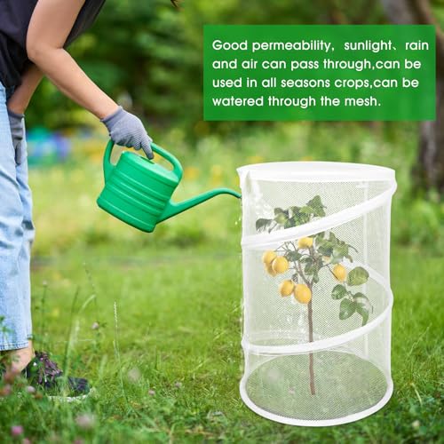 4 Pcs Pop Up Mesh Plant Cover Net 19”x 14” Foldable Tent Protectors - color: White