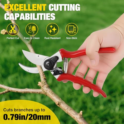 Yesker Pruning Shears Pruners for Gardening 8.5 in Professional Bypass Garden Scissors with Sharp SK5 Steel Blade Heavy Duty Hand Garden Shears Clippers for Branch Flower Plant Trimming Cutting Tools - size: 1PCS 8.5" Red