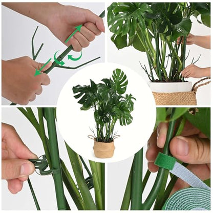 Yhtpouqe 9 Pack Green Plant Support Stakes Plant Stakes for Indoor and Outdoor Plants. 39.37inch Plant Sticks with Extension Poles, Plant Clips,Plant Ties for Potted Monstera Plants, Climbing Plants - size: 39.37"- 9 Pack