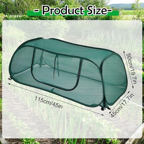 Garden Covers for Raised Beds, Pop up Garden Rows Plants Cover, Vegetable Mesh Plant Protector 45" x 18" x 20" Crop Cage for Protecting Seedlings Fruits Against Birds, Animals, with 4 Stakes - color: Green