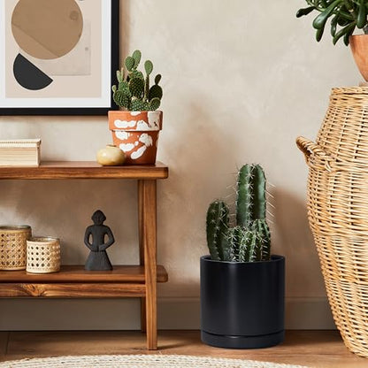 D'vine Dev 8.2 Inch Ceramic Planter Pot, Black, 94-O-D-2 - color: Black, size: Medium