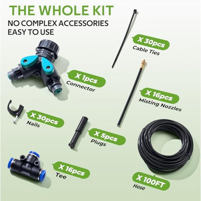 HIRALIY 100FT Misting Irrigation Kit